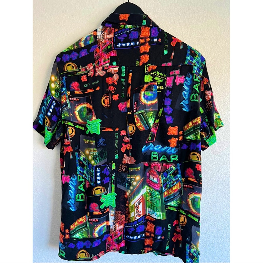 Forever 21 City Nights Shirt, black, neon colors, medium